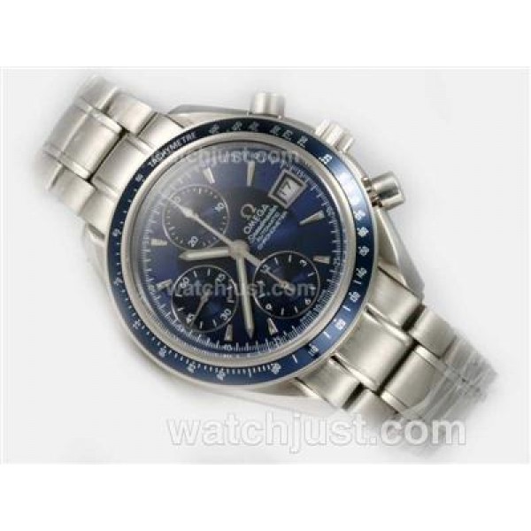 Practical UK Sale Omega Speedmaster Automatic Fake Watches With Blue Dials For Men