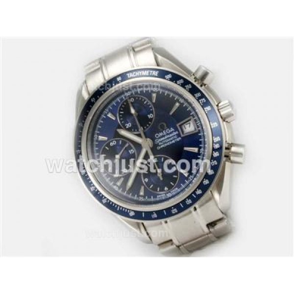 Practical UK Sale Omega Speedmaster Automatic Fake Watches With Blue Dials For Men