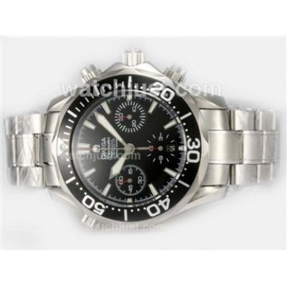 Practical UK Sale Omega Seamaster Automatic Fake Watches With Black Dials For Men