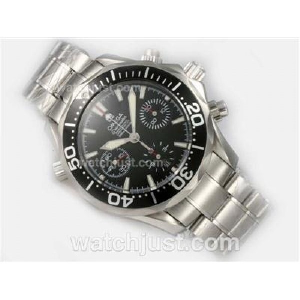 Practical UK Sale Omega Seamaster Automatic Fake Watches With Black Dials For Men