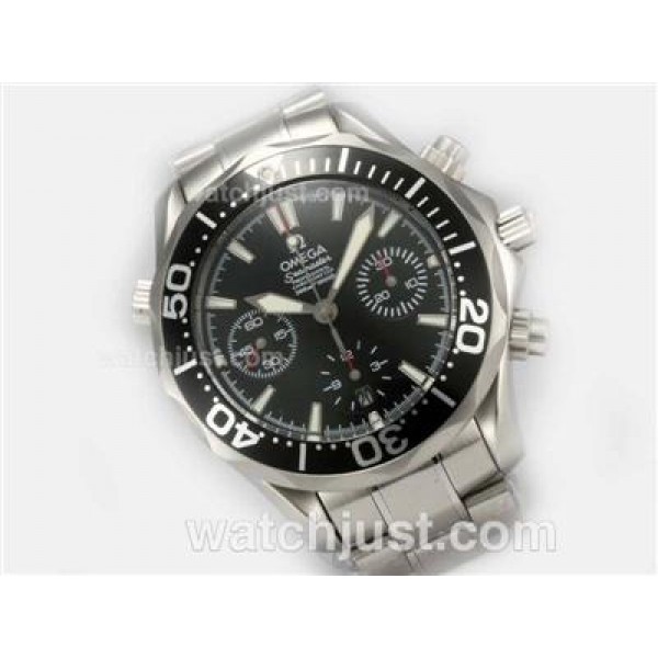 Practical UK Sale Omega Seamaster Automatic Fake Watches With Black Dials For Men