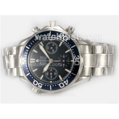 Waterproof UK Sale Omega Seamaster Automatic Replica Watches With Black Dials For Men