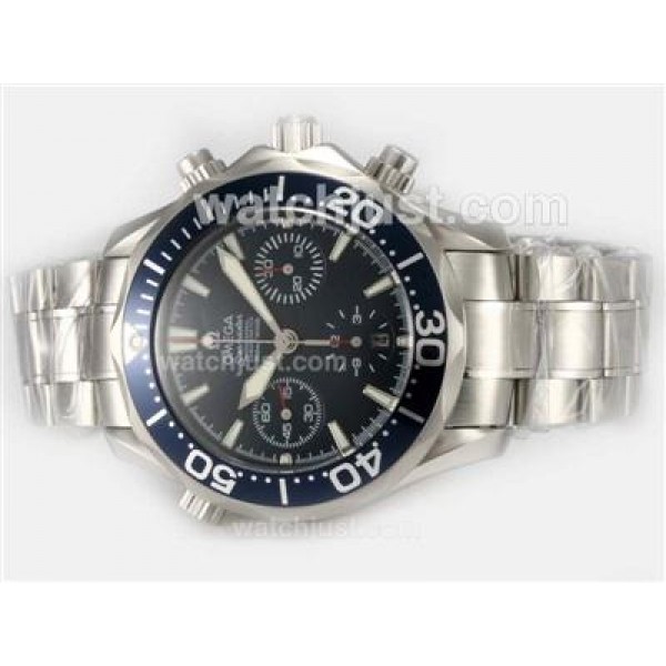 Waterproof UK Sale Omega Seamaster Automatic Replica Watches With Black Dials For Men