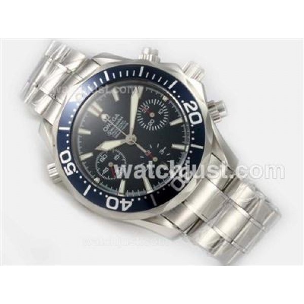 Waterproof UK Sale Omega Seamaster Automatic Replica Watches With Black Dials For Men