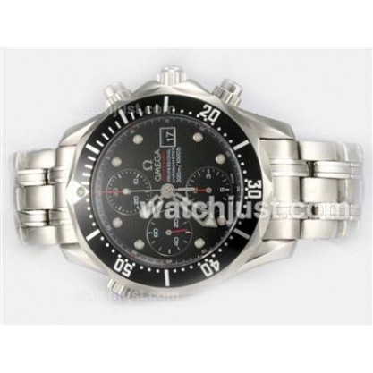 Best UK Sale Omega Seamaster Automatic Replica Watches With Black Dials For Men