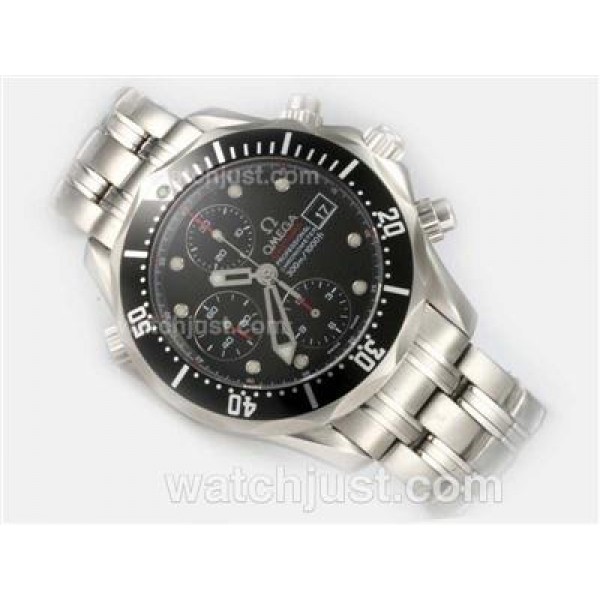 Best UK Sale Omega Seamaster Automatic Replica Watches With Black Dials For Men