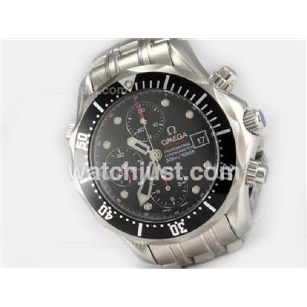 Best UK Sale Omega Seamaster Automatic Replica Watches With Black Dials For Men