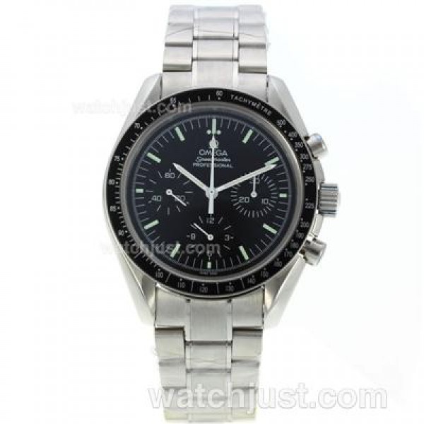 Quality UK Sale Omega Speedmaster Automatic Fake Watches With Black Dials For Men
