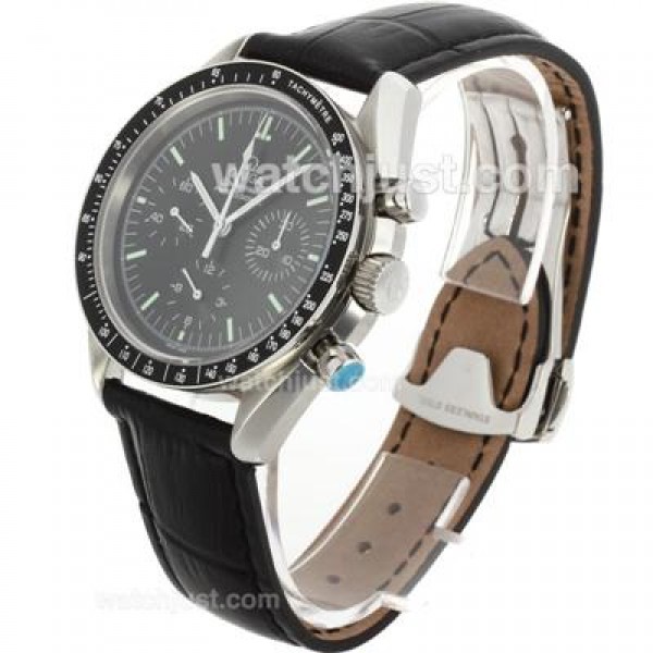 Perfect UK Sale Omega Speedmaster Automatic Fake Watches With Black Dials For Men