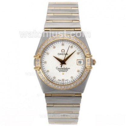Cheap UK Omega Constellation Automatic Replica Watches With White Dials For Women