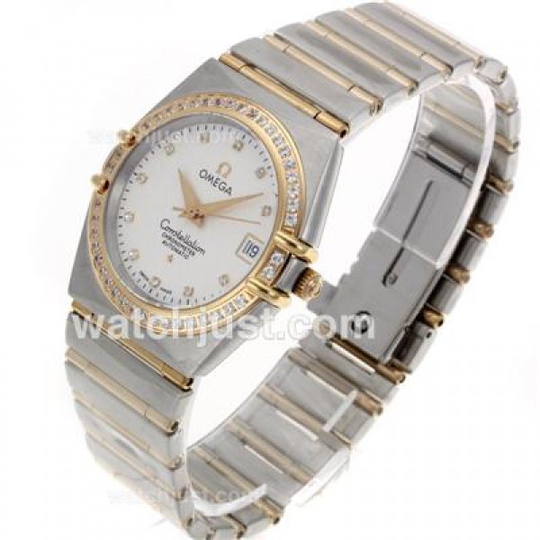 Cheap UK Omega Constellation Automatic Replica Watches With White Dials For Women