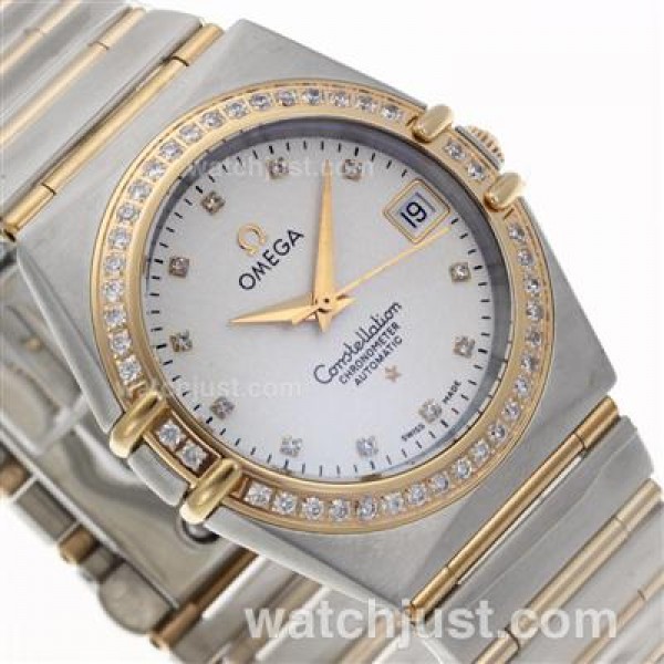 Cheap UK Omega Constellation Automatic Replica Watches With White Dials For Women