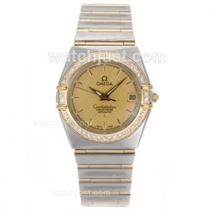 Best UK Omega Constellation Automatic Fake Watches With Champagne Dials For Women