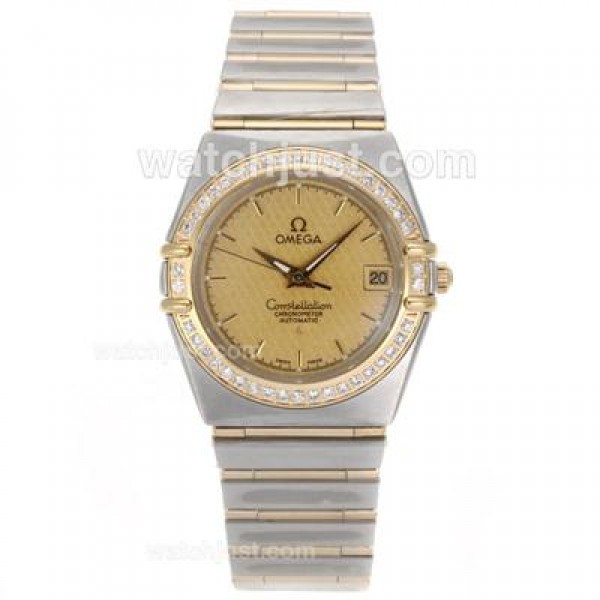 Best UK Omega Constellation Automatic Fake Watches With Champagne Dials For Women