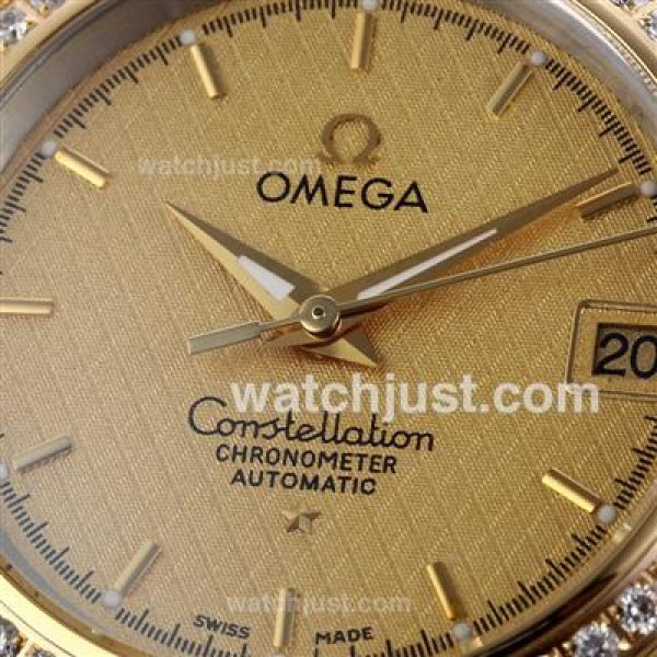 Best UK Omega Constellation Automatic Fake Watches With Champagne Dials For Women