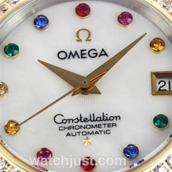 Perfect UK Omega Constellation Automatic Replica Watches With White Dials For Women