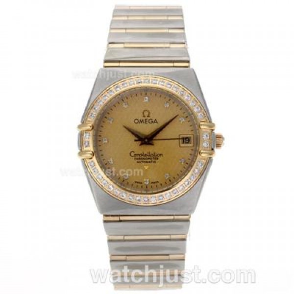 AAA Cheap UK Omega Constellation Automatic Replica Watches With Champagne Dials For Women