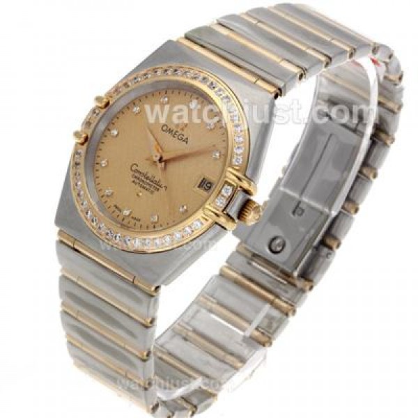 AAA Cheap UK Omega Constellation Automatic Replica Watches With Champagne Dials For Women