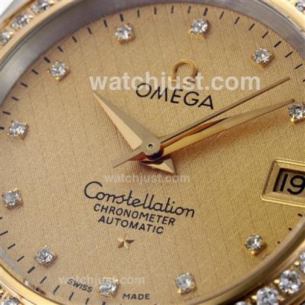 AAA Cheap UK Omega Constellation Automatic Replica Watches With Champagne Dials For Women