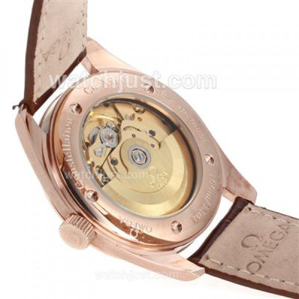 Quality UK Omega Constellation Automatic Fake Watches With Brown Dials For Men