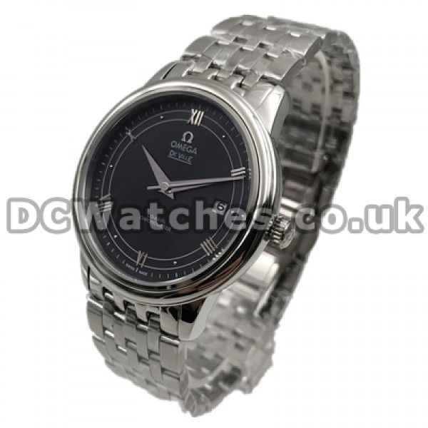 Best UK Sale Omega De Ville Hour Vision Automatic Fake Watch With Black Dial For Men