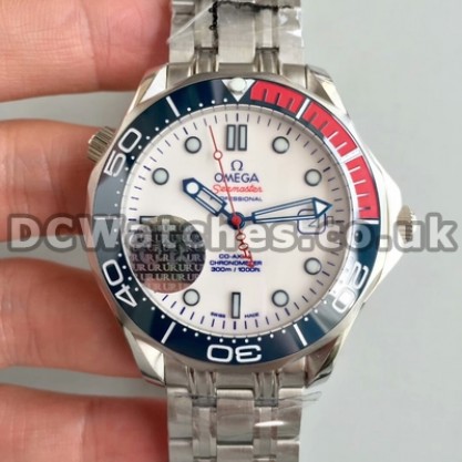 Best UK Sale Omega Seamaster Automatic Replica Watches With White Dials For Men